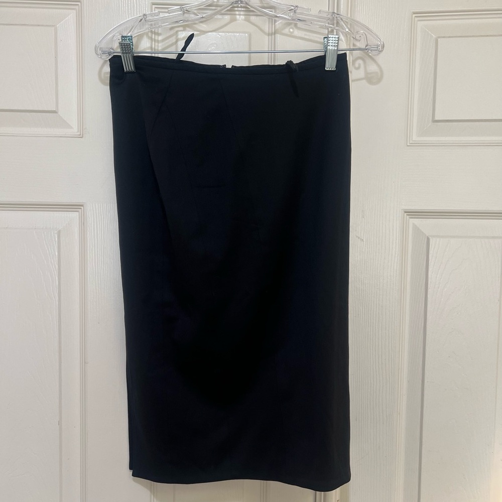 Gucci Womens Pencil Skirt Black Wool 38 Made in Italy Knee Length Double Lined